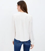 Petite Stand Collar Henley Blouse