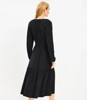 Petite Shirred Flounce Midi Dress