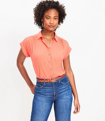 Petite Crinkle Dolman Shirt