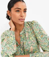 Garden Henley Mixed Media Blouse