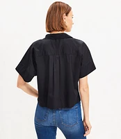 Petite Cotton Blend Modern Drop Shoulder Pocket Shirt