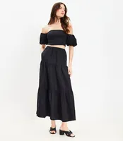 LOFT Beach Tiered Linen Midi Skirt
