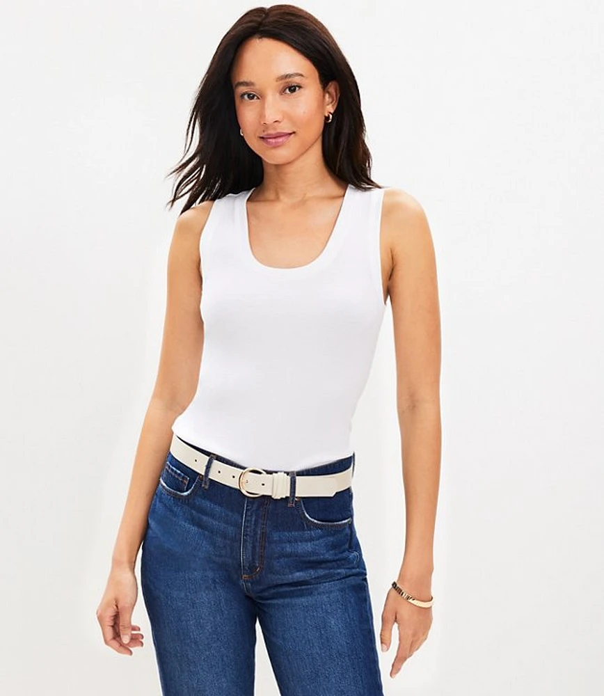 Petite Perfect Ribbed Scoop Neck Tank Top