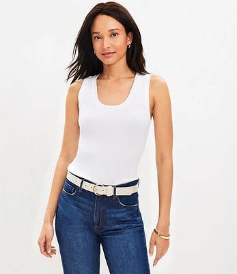 Petite Perfect Ribbed Scoop Neck Tank Top