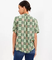 Petite Tiled Vine Pleated Cuff Top