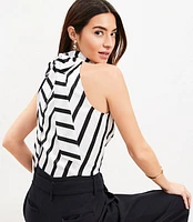 Petite Striped Back Ribbon Halter Top