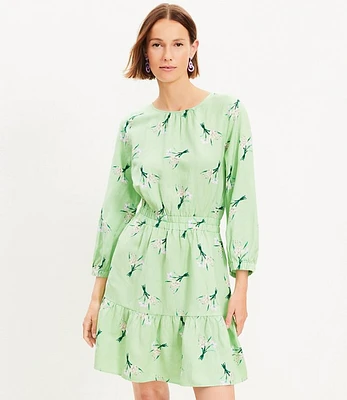 Tall Linen Blend Tiered Balloon Sleeve Dress