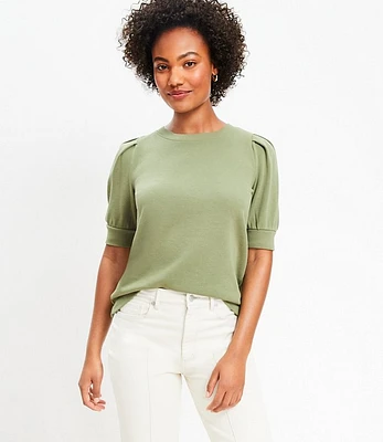 Petite Pleated Sleeve Sweatshirt