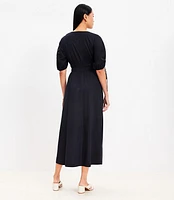 Petite Tie Puff Sleeve Midi Dress