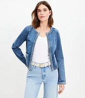 Braided Denim Jacket in Light Indigo Wash