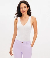 Petite Ribbed V-Neck Sweater Tank Top