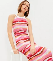 Wavy Textured Halter Maxi Dress