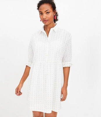 Petite Dobby Button Swing Shirtdress