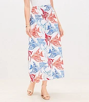 Fish Poplin Smocked Maxi Skirt