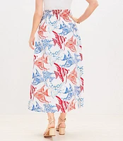 Fish Poplin Smocked Maxi Skirt