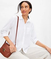 Petite Linen Blend Everyday Relaxed Pocket Shirt