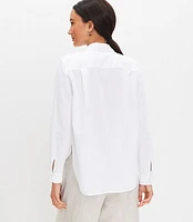 Petite Linen Blend Everyday Relaxed Pocket Shirt