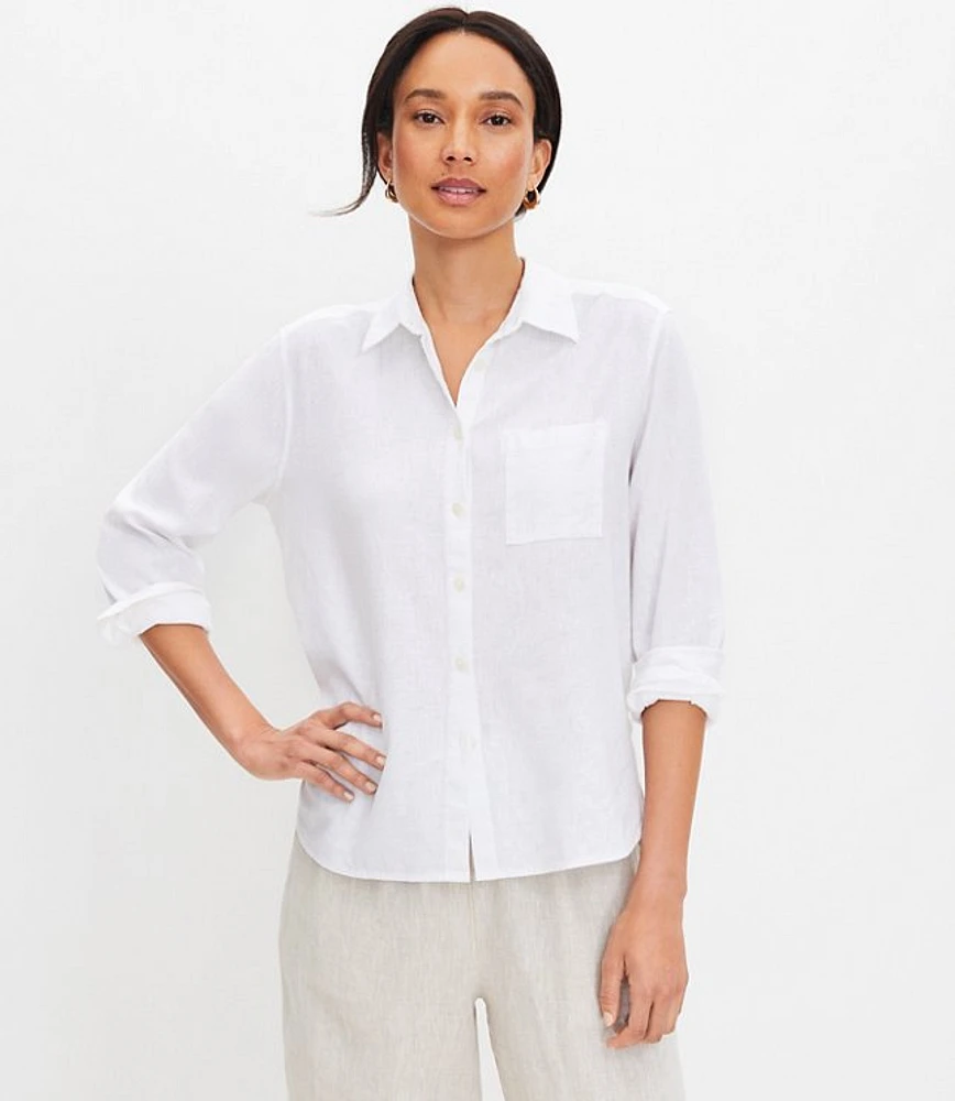 Petite Relaxed Linen Blend Shirt