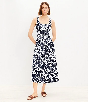 Petite Forget Me Not Ponte Seamed Flare Midi Dress