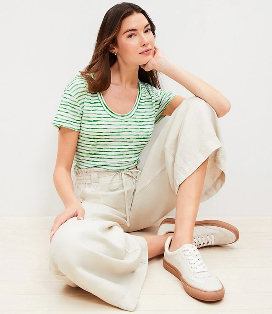 Striped Shirttail Linen Tee