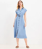 Petite Chambray Midi Pocket Shirtdress