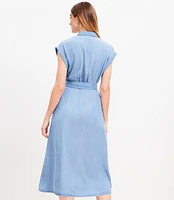 Petite Chambray Midi Pocket Shirtdress