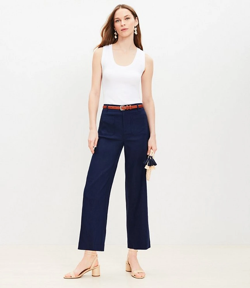 Petite Palmer Wide Leg Crop Pants Linen Blend