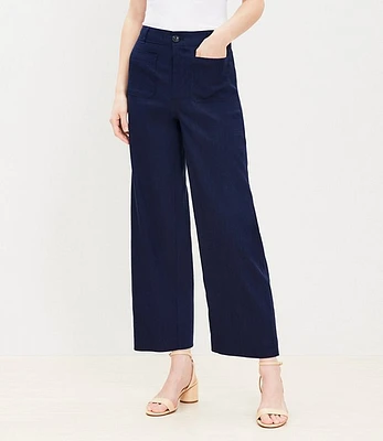 Petite Palmer Wide Leg Crop Pants Linen Blend