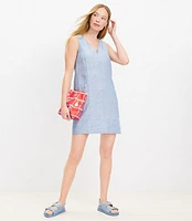 Chambray Linen Pocket Sheath Dress