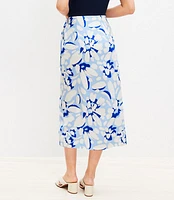 Petite Brushed Daisy Linen Blend Wrap Midi Skirt