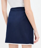 Tipped Linen Blend Wrap Skirt