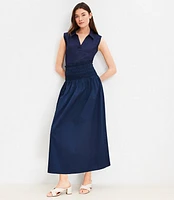 Petite Poplin Collared Bubble Hem Shell