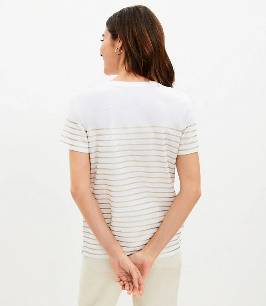 Petite Shimmer Stripe Everyday Crew Tee