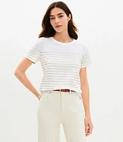 Petite Shimmer Stripe Everyday Crew Tee