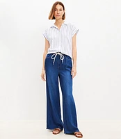 Petite High Rise Palazzo Jeans in Dark Wash