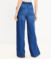 Petite High Rise Palazzo Jeans in Dark Wash