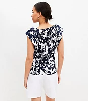 Forget Me Not Flutter Sleeve Mixed Media Top