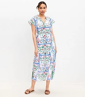 Mermaid Garden Tie Neck Midi Dress