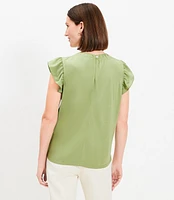 Flutter Sleeve Mixed Media Top