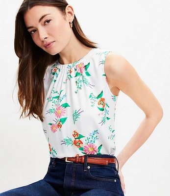 Floral Sleeveless Bubble Hem Top