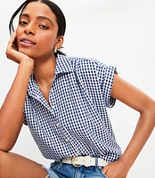 Petite Gingham Pucker Dolman Shirt