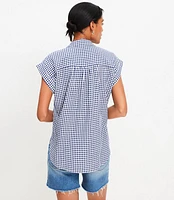 Petite Gingham Pucker Dolman Shirt