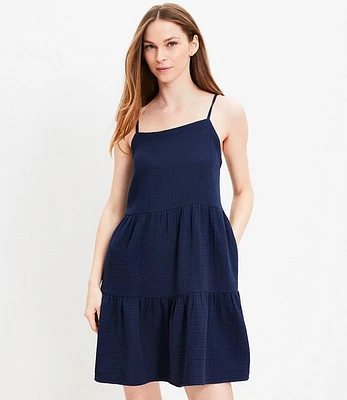 LOFT Beach Triple Cloth Strappy Tiered Dress