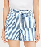 Palmer Denim Shorts Striped Light Wash