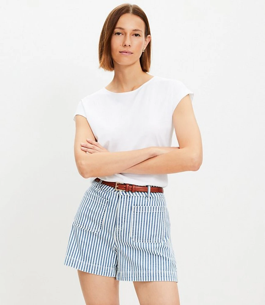 Palmer Denim Shorts Striped Light Wash