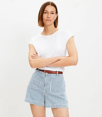 Palmer Denim Shorts in Striped Light Wash