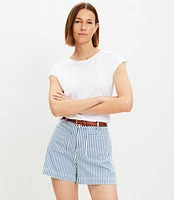 Palmer Denim Shorts Striped Light Wash