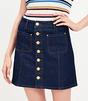 Patch Pocket Denim Mini Skirt in Classic Rinse Wash