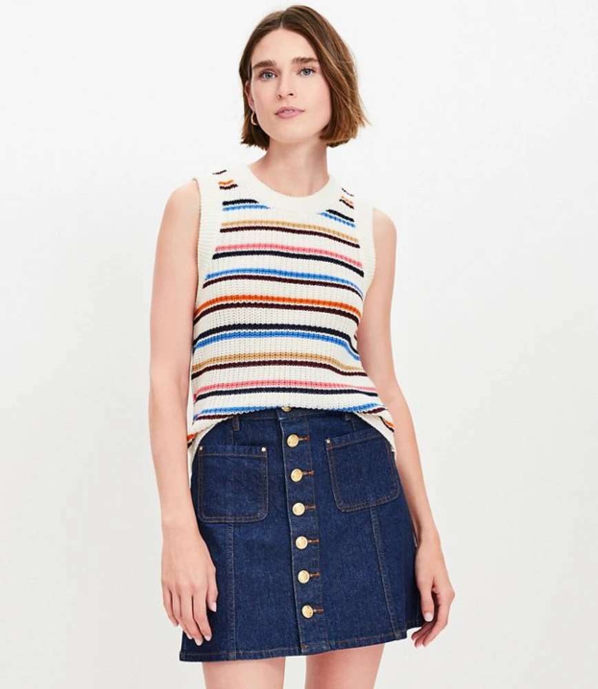 Patch Pocket Denim Mini Skirt in Classic Rinse Wash