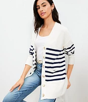 Striped V-Neck Pocket Cardigan